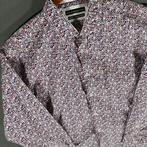 Report Collection Button Up Dress Shirt Floral Slim Fit 17.5 34/35‎